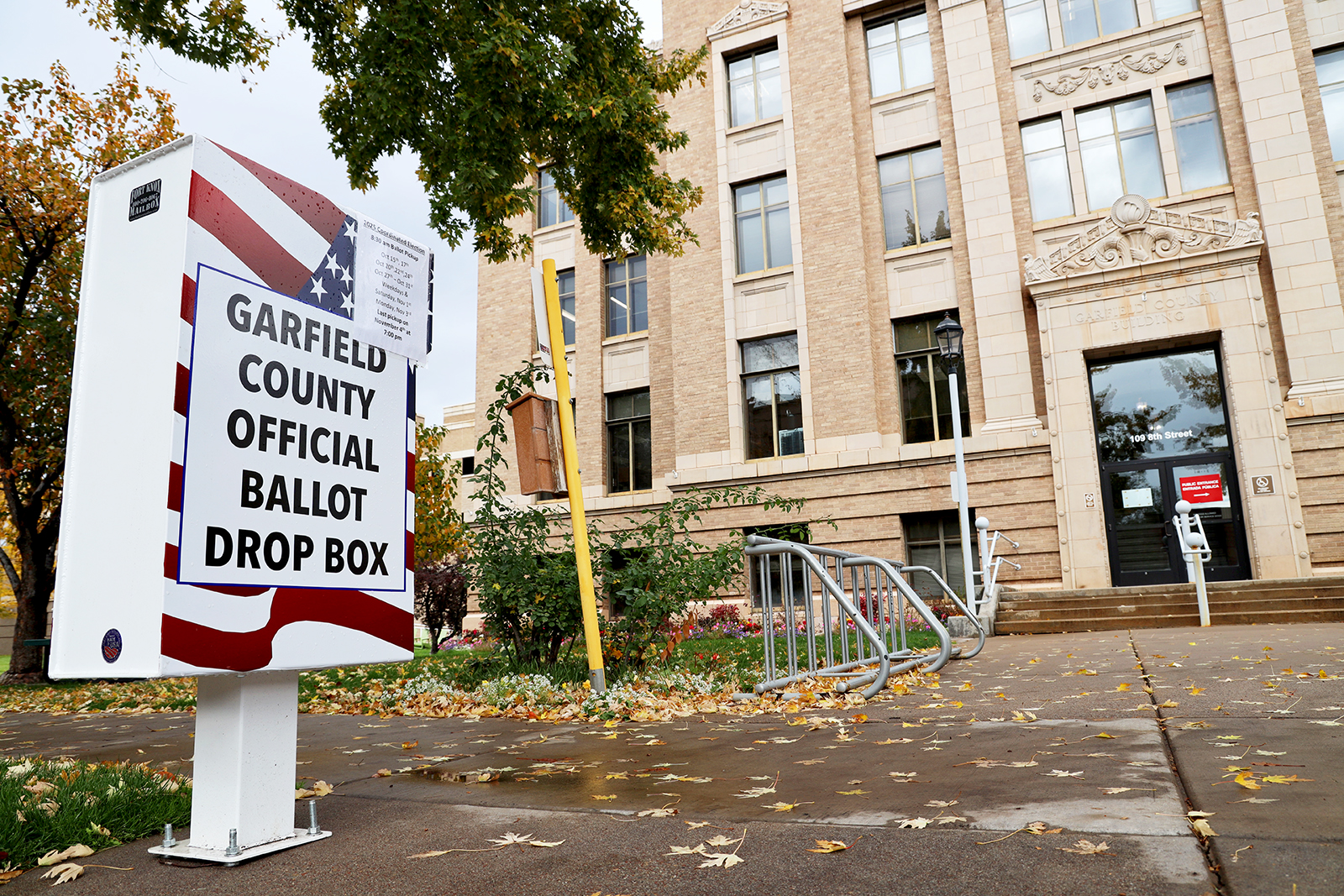 Ballot drop box in front of the Garfield County Courthouse