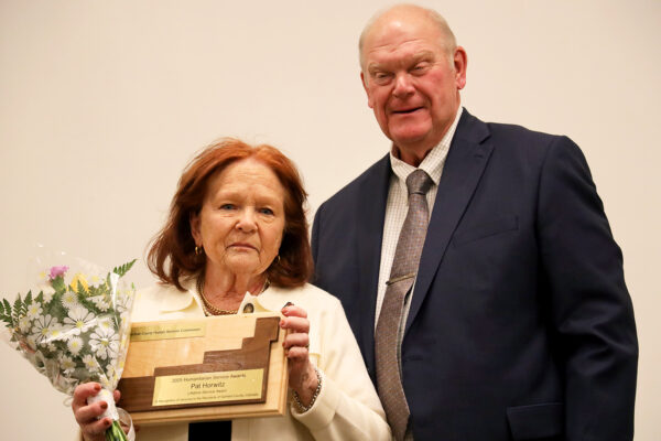 Garfield County Commissioner Mike Samson and Garfield County Humanitarian Award winner Patricia Horwitz (Lifetime Service Award).