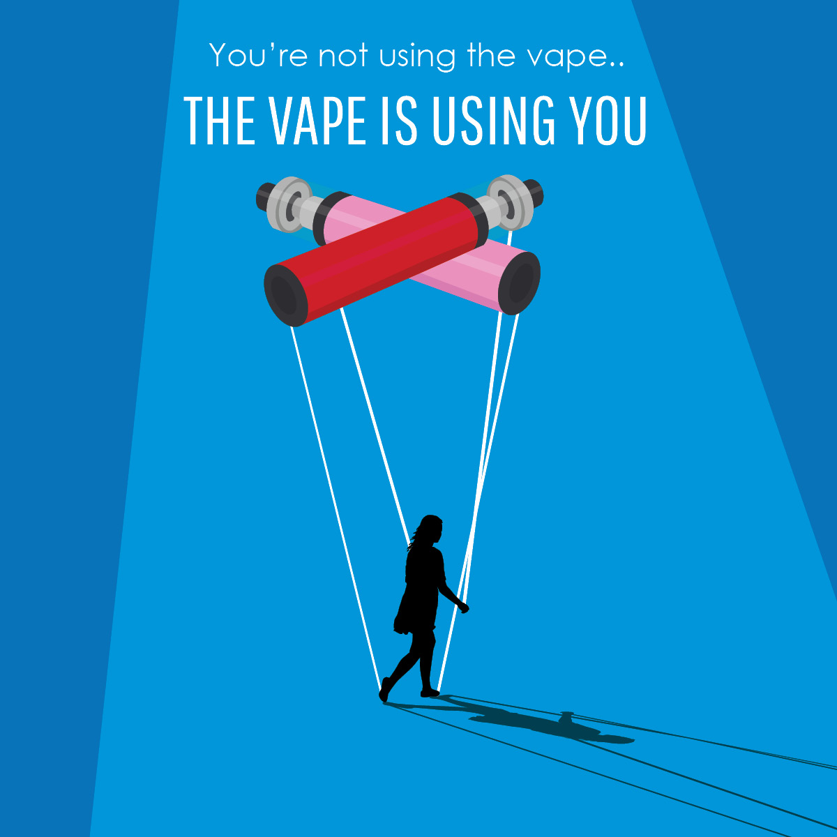 A vape puppet illustration saying 