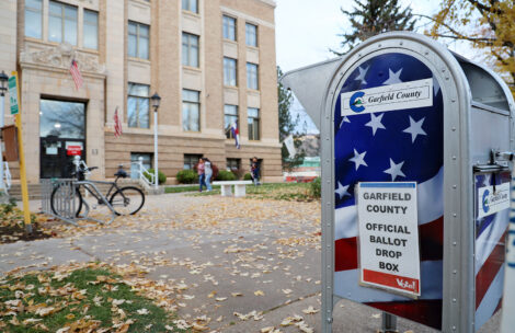 Ballot dropbox at the Garfield County Courthouse in Glenwood Springs.