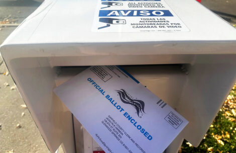 A ballot is deposited for the Nov. 4, 2025, Coordinated Election.
