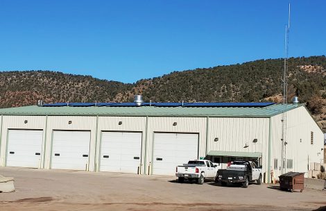 Garfield County Road and Bridge facility near Glenwood Springs. Solar panels are seen on the roof.