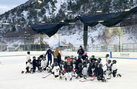 Colorado Extreme Hockey players practice on the ice at the facility near Carbondale, Colorado.