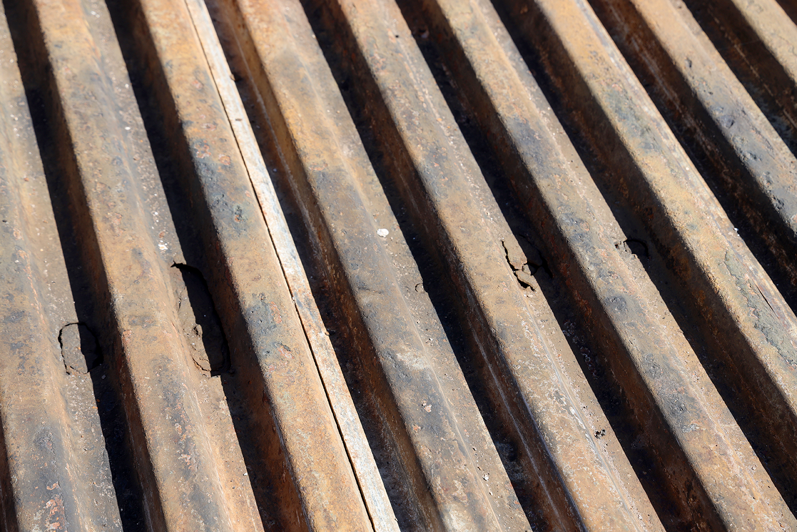 A close up of corrosion on the decking of the CR 108 bridge over the Crystal River near Carbondale, Colorado. 