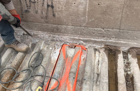 CR 108 Thompson Creek bridge concrete extraction for deck removal