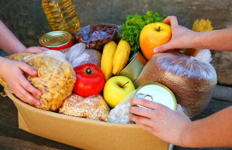 Donation box with food.