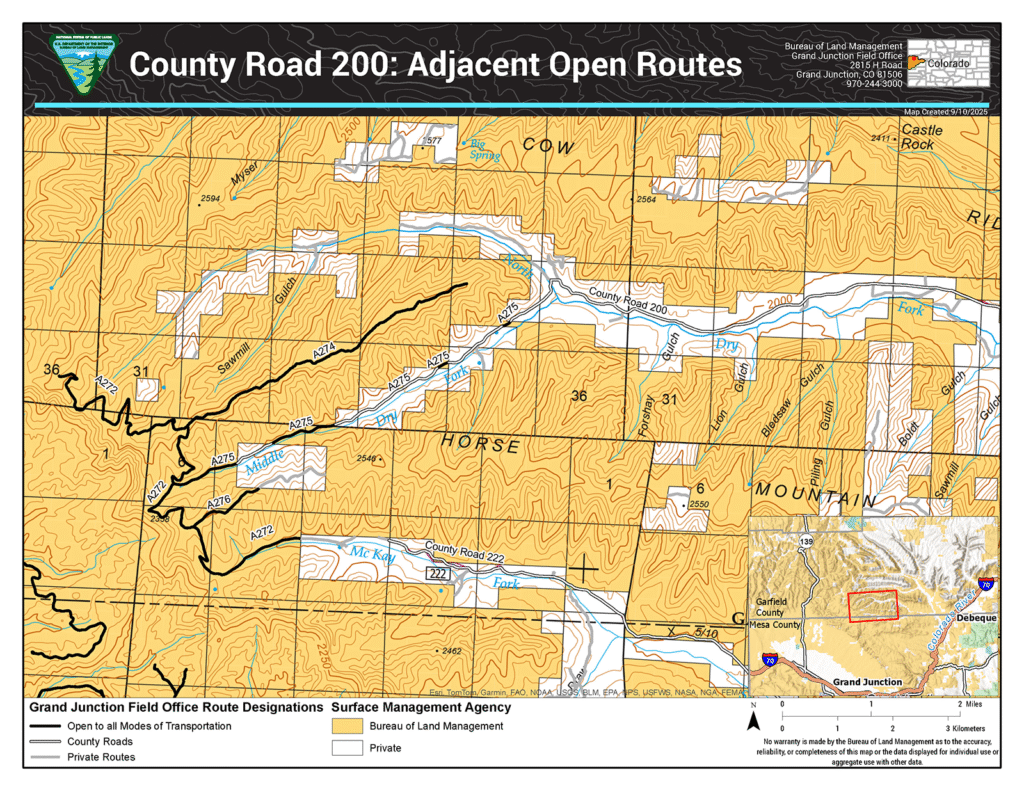 Roads around CR 200 newly designated as open to all traffic