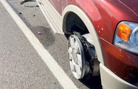 A disabled, allegedly stolen vehicle following a police stop near Parachute, CO.