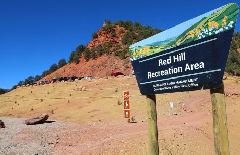 Sign for the Red Hill Recreation Area near Carbondale, Colorado.