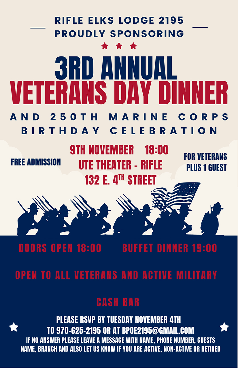 Third annual Veterans Day dinner flyer