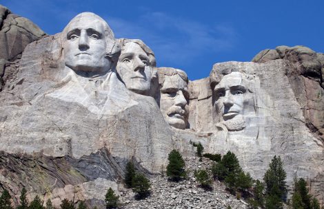 Mount Rushmore, on a clear summer morning.