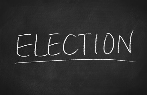 Election concept word on a chalkboard background.