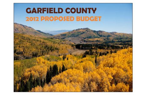 2012 Garfield County draft budget packet with yellowing aspens in fall.