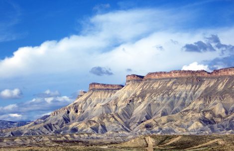 Colorful Mt. Garfield and the Bookcliffs in western Colorado.