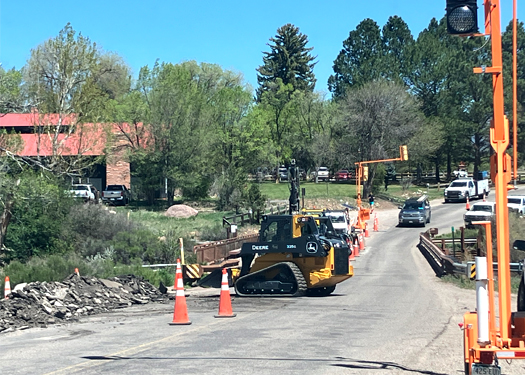 construction traffic lights on county road 108 bridge