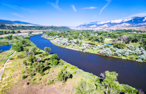 Aerial view of rest area near Colorado River at Rifle, Colorado.