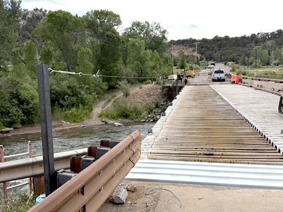Crews continue repair work on the County Road 108 (Thompson Creek Road) bridge near Carbondale.