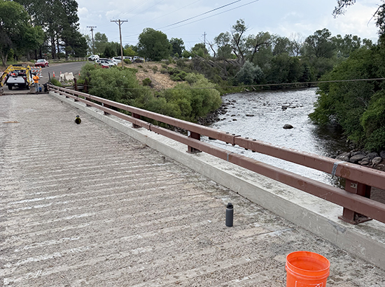Construction on the County Road 108 Thompson Creek Road bridge near Carbondale.