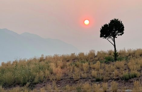 A smoky sunset as seen from New Castle, CO.