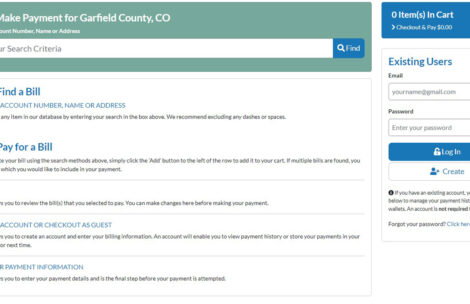 The Municipay web page for paying property taxes in Garfield County.