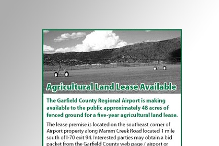 Agricultural land leases available at the Rifle Garfield County Airport.