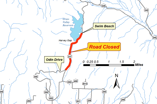 harvey gap road closure map