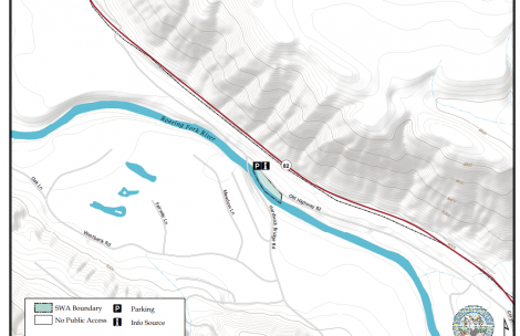 A map of the Sam Caudill State Wildlife Area near Glenwood Springs.
